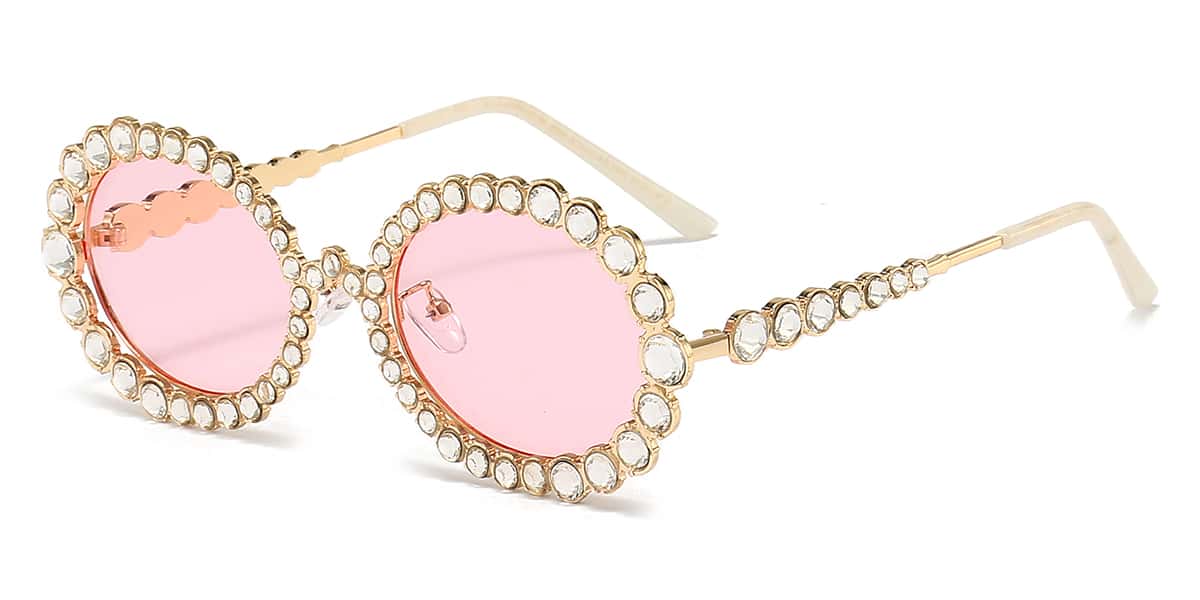 Big Diamond Gold Pink - Round Sunglasses - Ekat