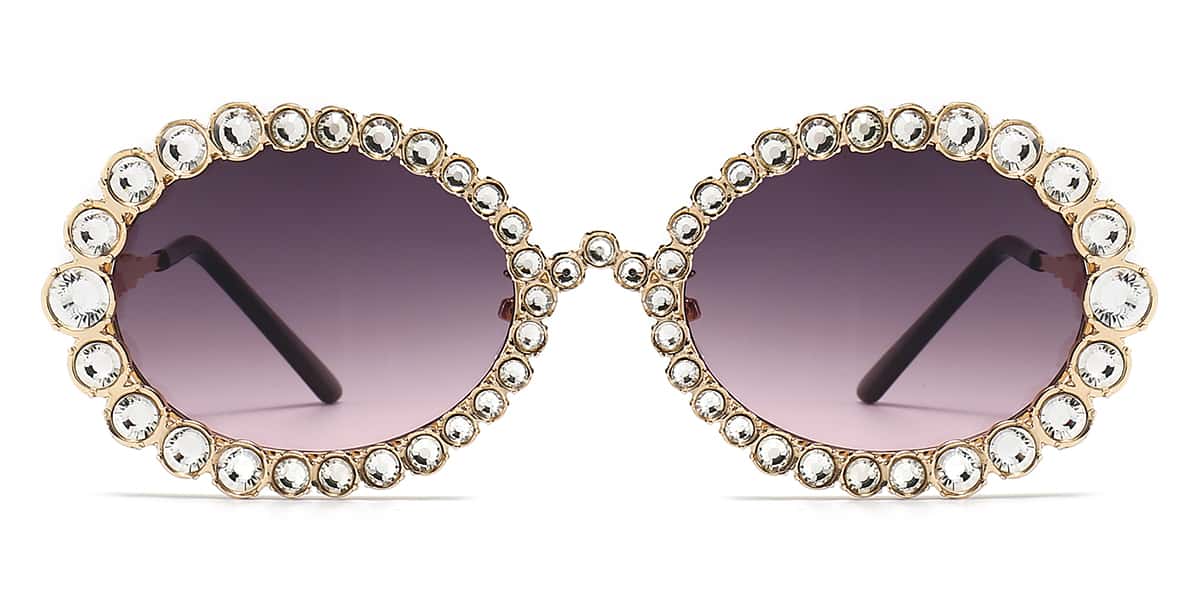 Diamond Gold Grey Pink Ekat - Round Sunglasses