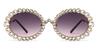 Diamond Gold Grey Pink Ekat - Round Sunglasses