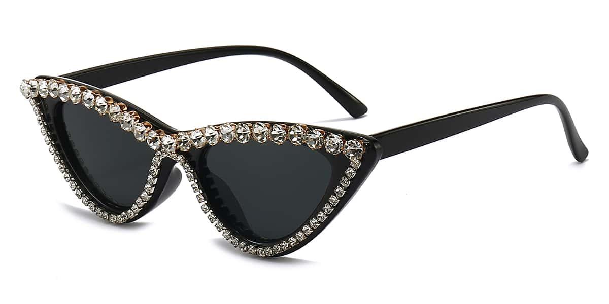 Diamond Suds Black Gradual Grey Madelyn - Cat Eye Sunglasses