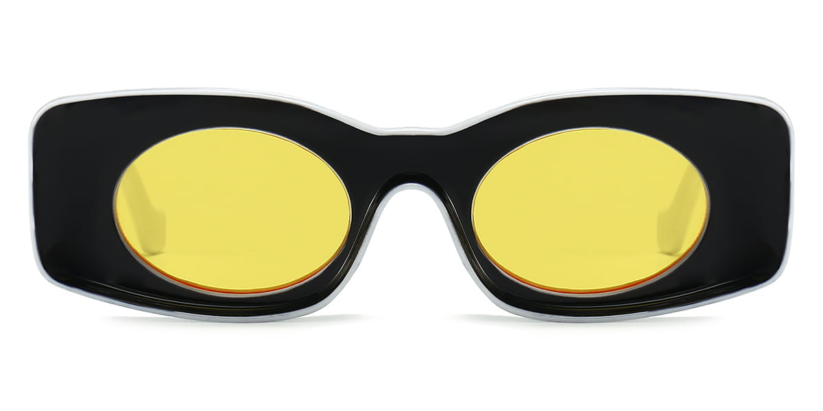 Black Yellow - Rectangle Sunglasses - Sirka