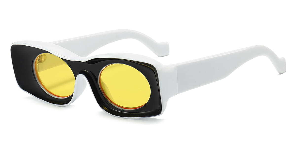 Black Yellow Sirka - Rectangle Sunglasses