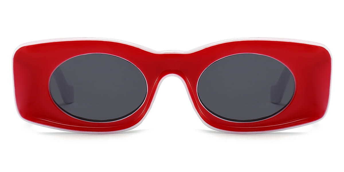 Red Grey Sirka - Rectangle Sunglasses