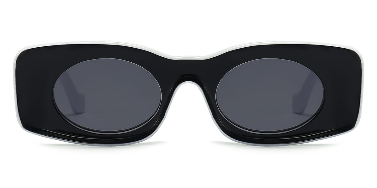 Black Grey Sirka - Rectangle Sunglasses