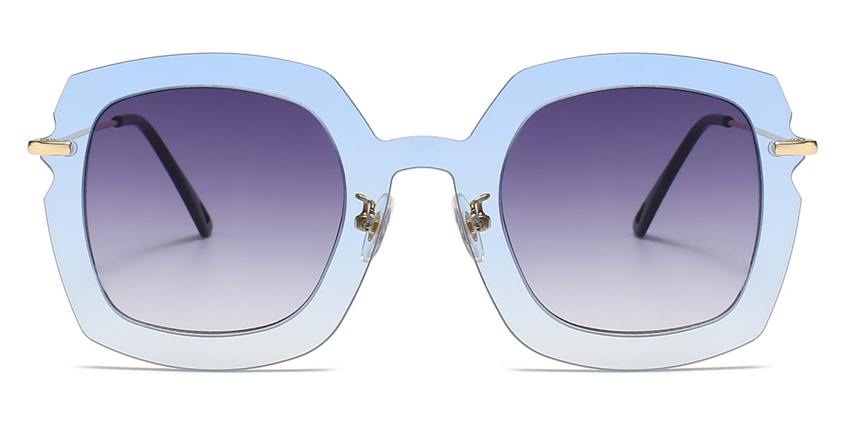 Light Blue Gradual Grey - Square Sunglasses - Nyla