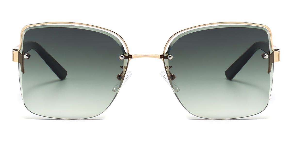 Gold Gradual Green Ayla - Square Sunglasses