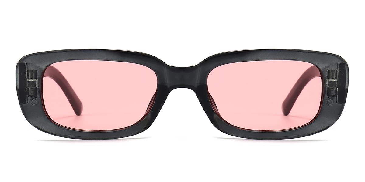 Transparent Grey Pink Noa - Rectangle Sunglasses