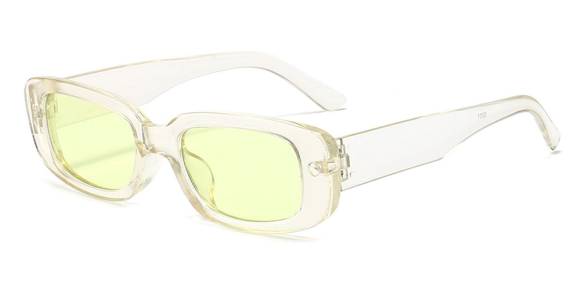 Transparent Green - Rectangle Sunglasses - Noa