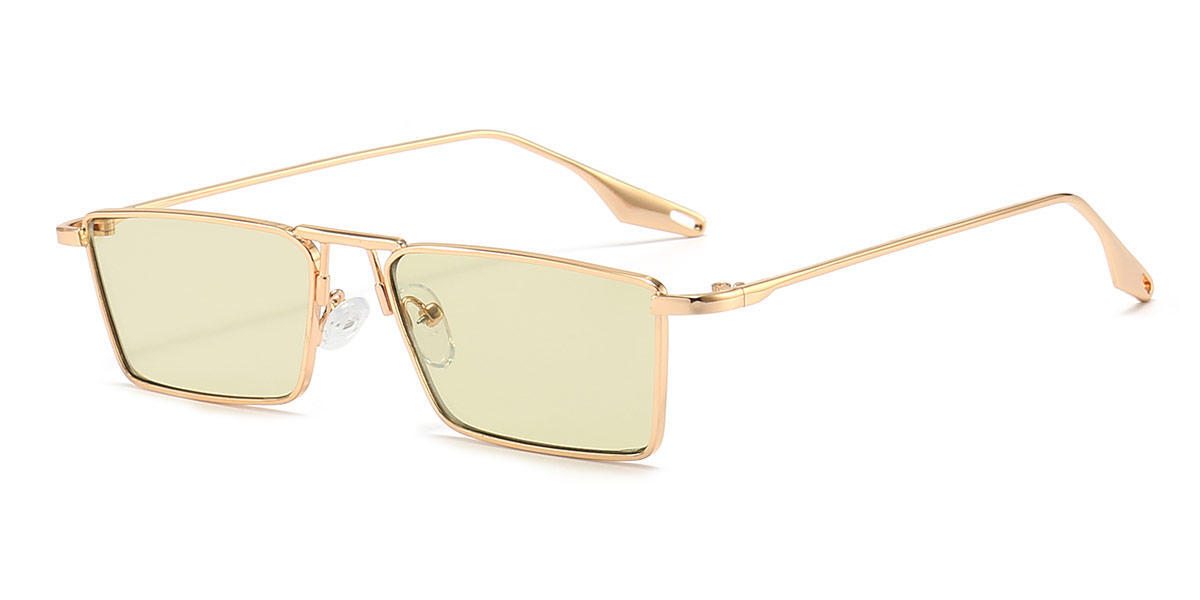 Gold Olive Green - Rectangle Sunglasses - Bonnie