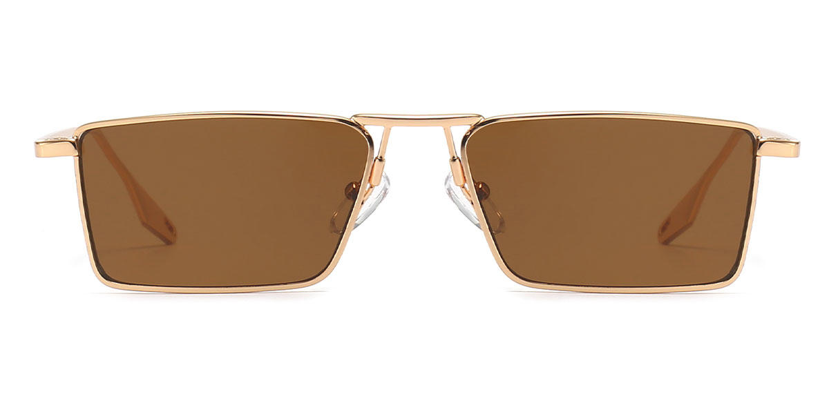 Gold Brown Bonnie - Rectangle Sunglasses