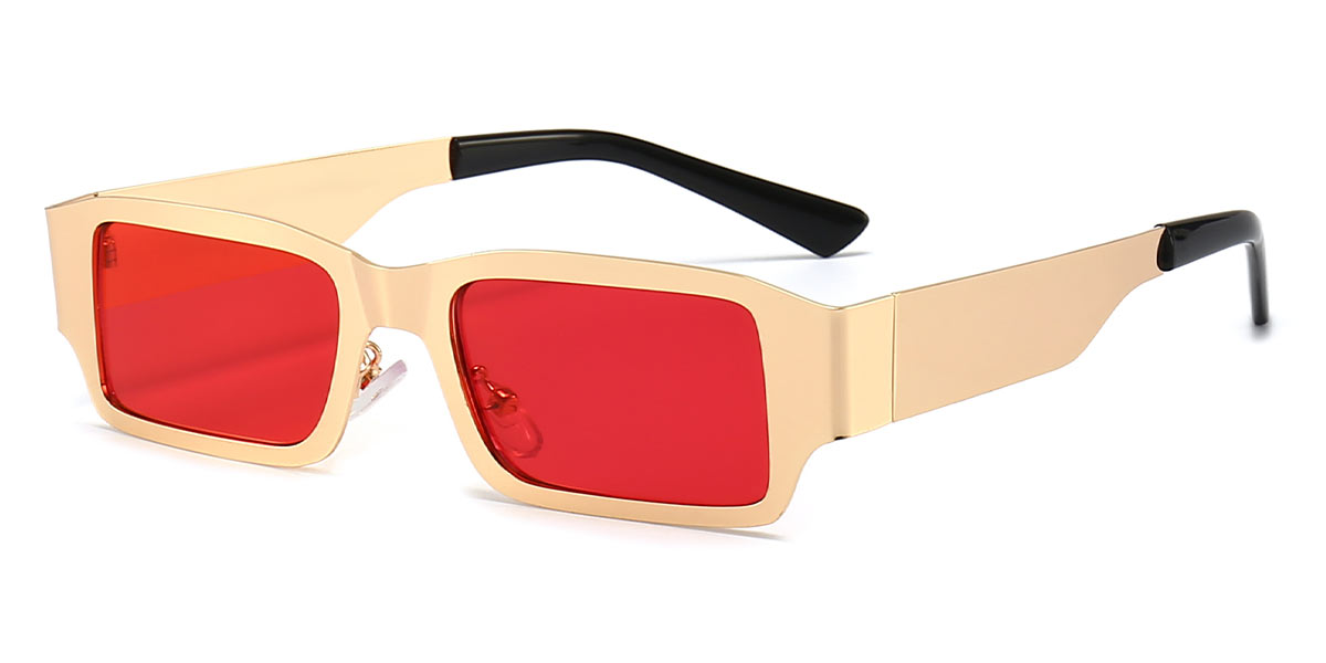 Gold Red - Rectangle Sunglasses - Lucia