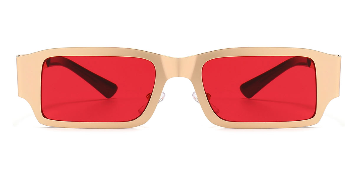 Gold Red - Rectangle Sunglasses - Lucia
