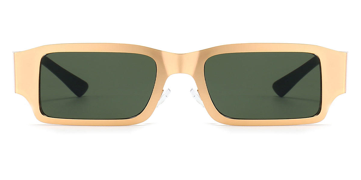 Gold Olive Green Lucia - Rectangle Sunglasses