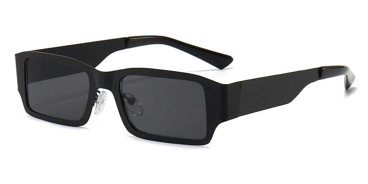 Black Grey - Rectangle Sunglasses - Lucia