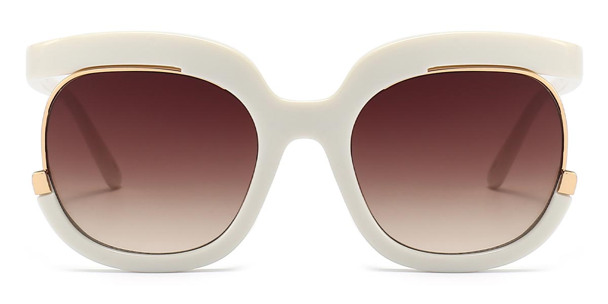White Gradual Brown Oluchi - Square Sunglasses