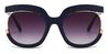 Dark Blue Gradual Grey Oluchi - Square Sunglasses
