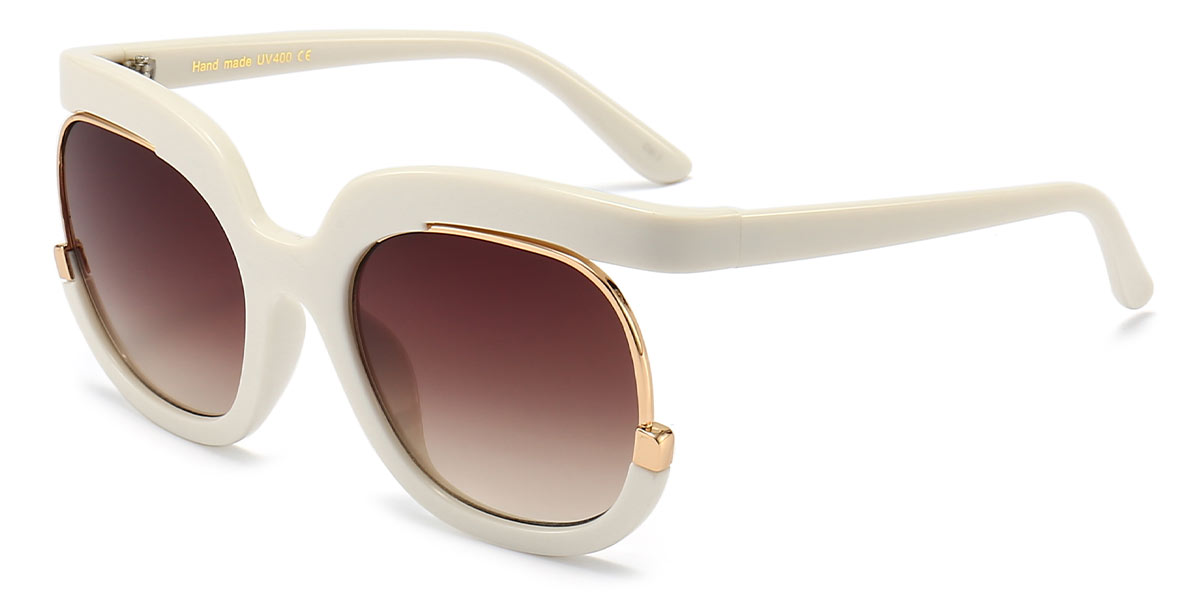 White Gradual Brown Oluchi - Square Sunglasses