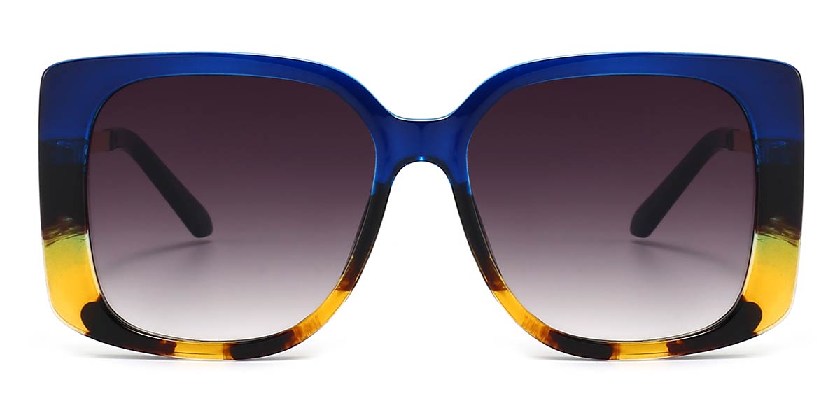Tortoiseshell Blue Gradual Grey Mia - Square Sunglasses