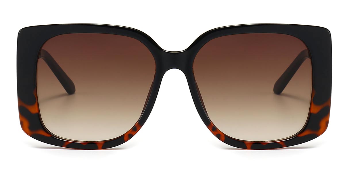 Black Tortoiseshell Gradual Brown Mia - Square Sunglasses