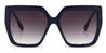Dark Blue Gradual Grey Slvye - Square Sunglasses