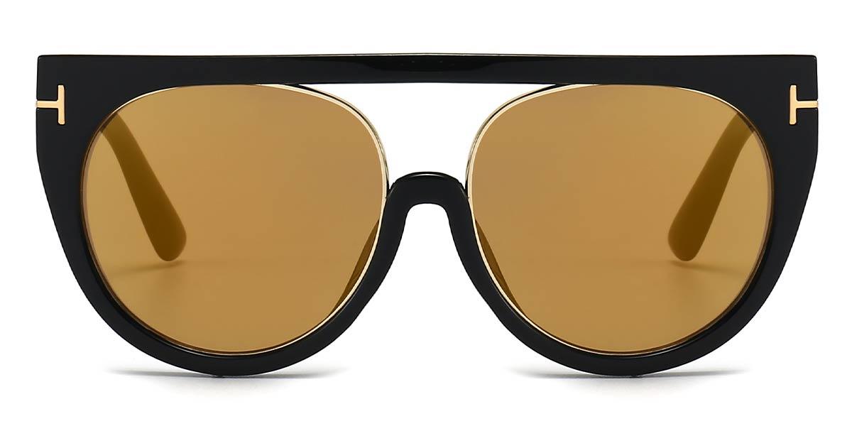 Black Gold Brown Zaria - Aviator Sunglasses