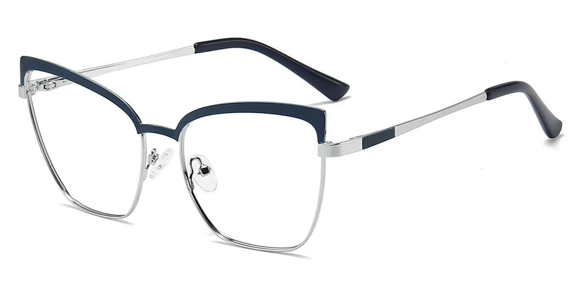 Silver Navy Blue Gia - Cat Eye Glasses