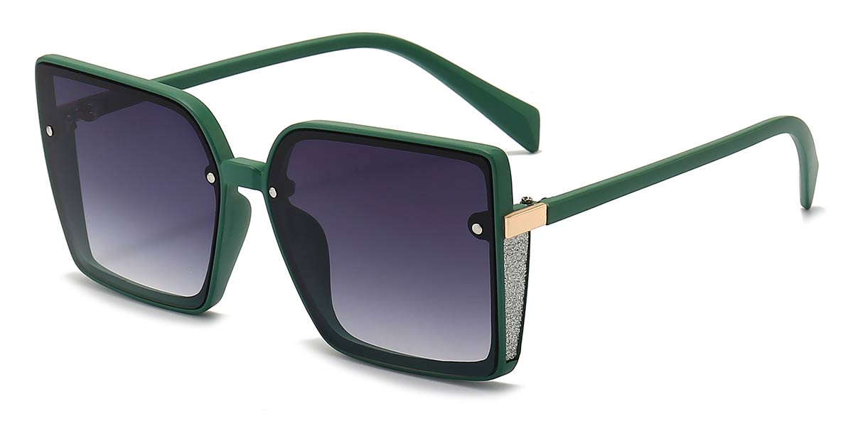 Matte Green Gradual Grey Phoenix - Square Sunglasses