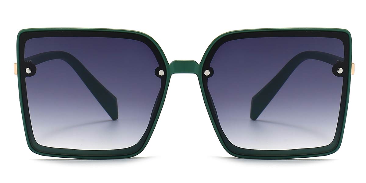 Matte Green Gradual Grey - Square Sunglasses - Phoenix