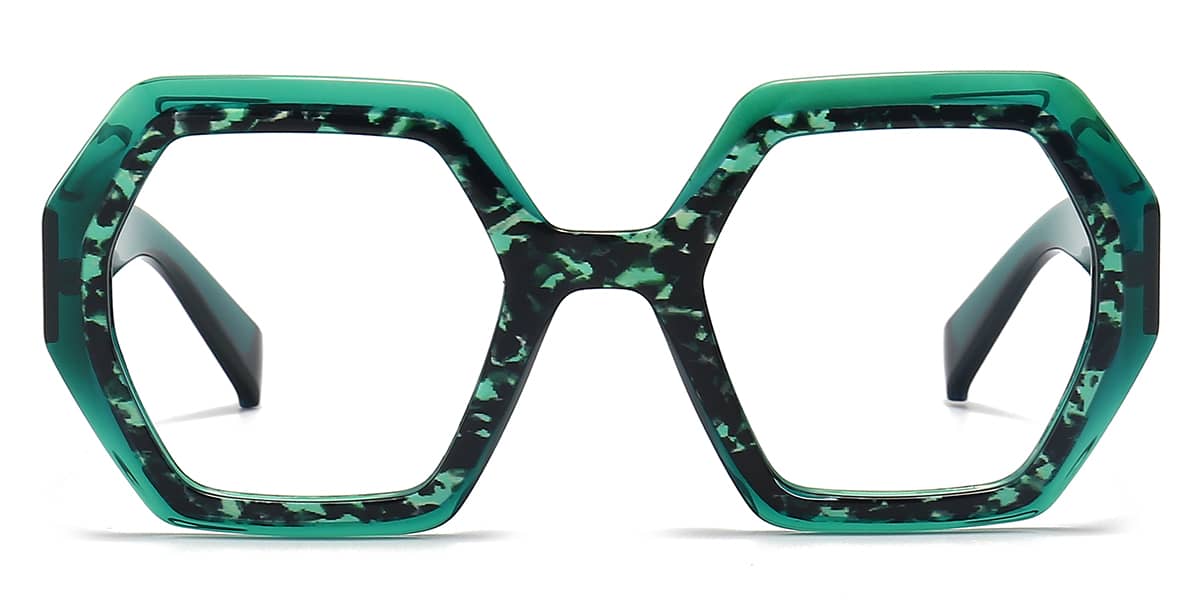Green Spots - Square Glasses - Siobhan