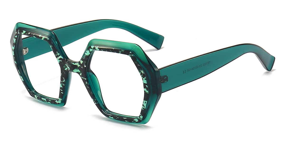 Green Spots - Square Glasses - Siobhan