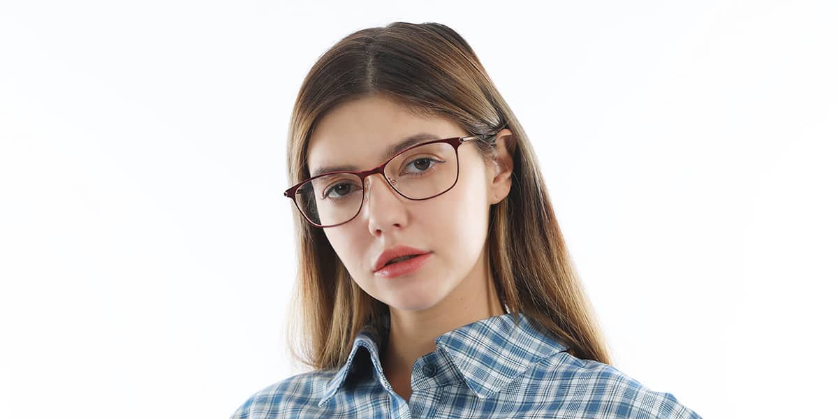 Red - Rectangle Glasses - Afton