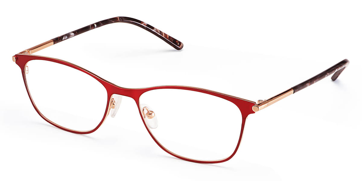 Red - Rectangle Glasses - Afton