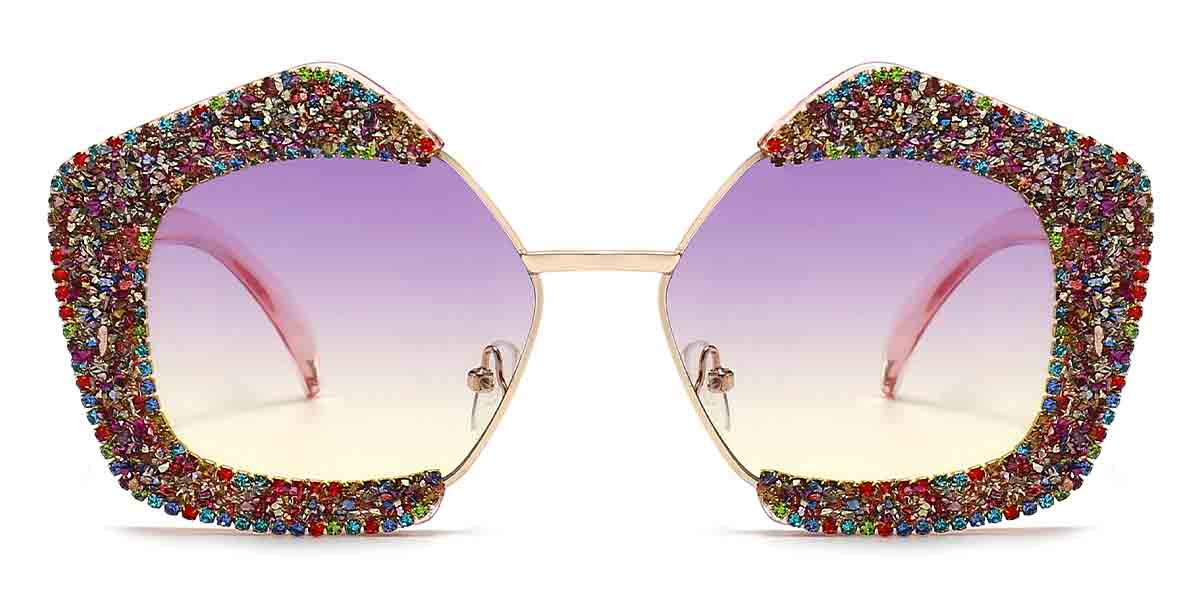 Gold Diamond Gradual Brown Riley - Square Sunglasses