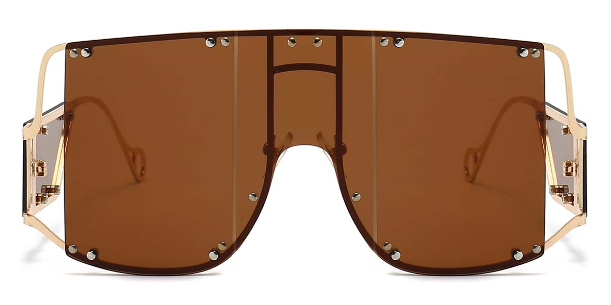 Gold Brown Cyra - Square Sunglasses