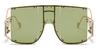 Gold Olive Green Cyra - Square Sunglasses