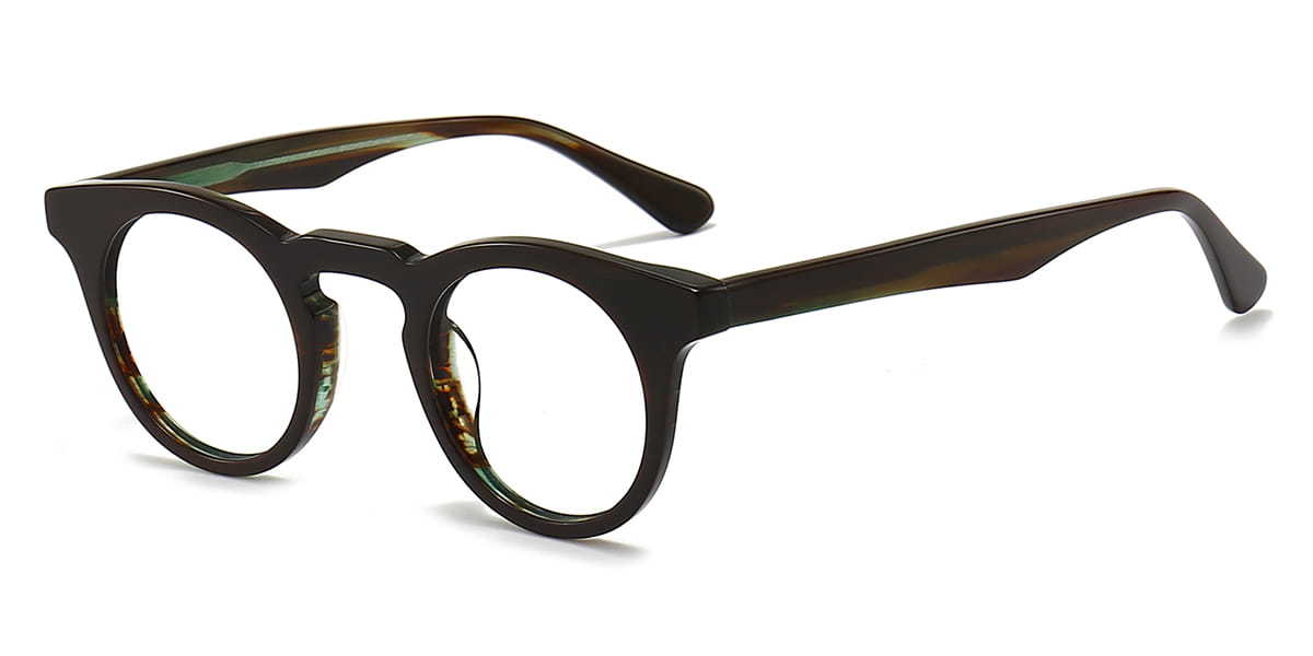 Black Woodgrain Koko - Round Glasses