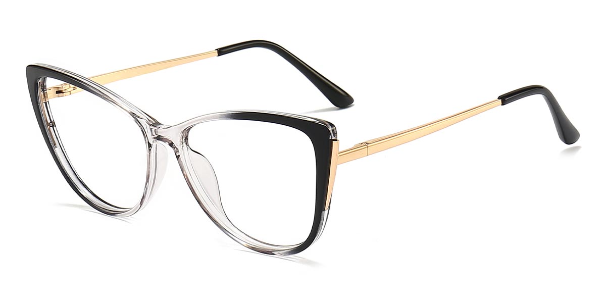 Black - Cat eye Glasses - Coral