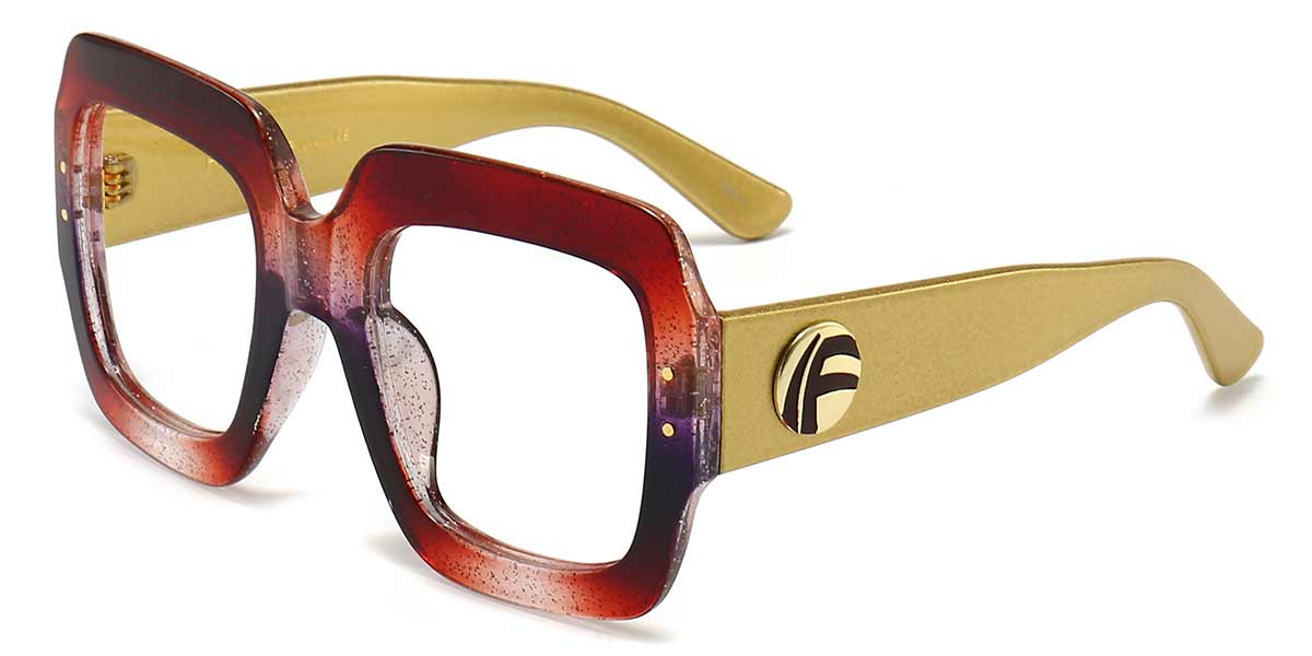 Crystal Red Purple - Square Glasses - Mnemosyne