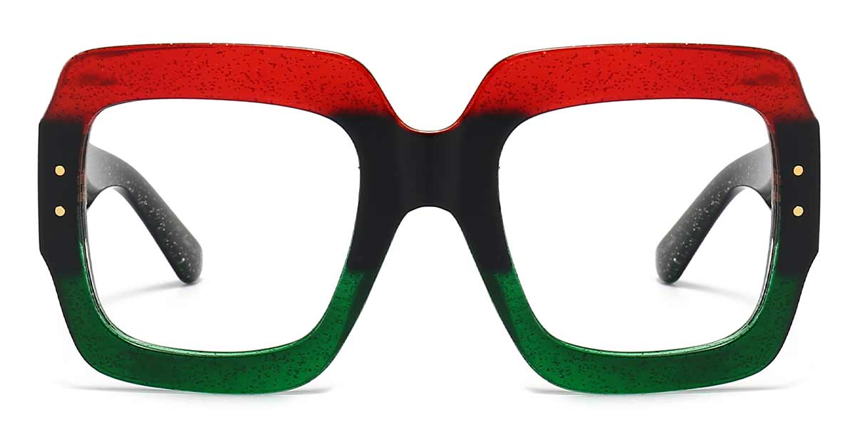 Crystal Red Green - Square Glasses - Mnemosyne