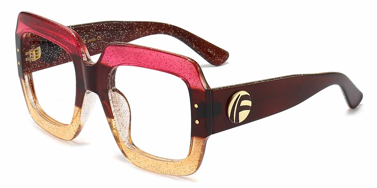 Crystal Pink Yellow - Square Glasses - Mnemosyne