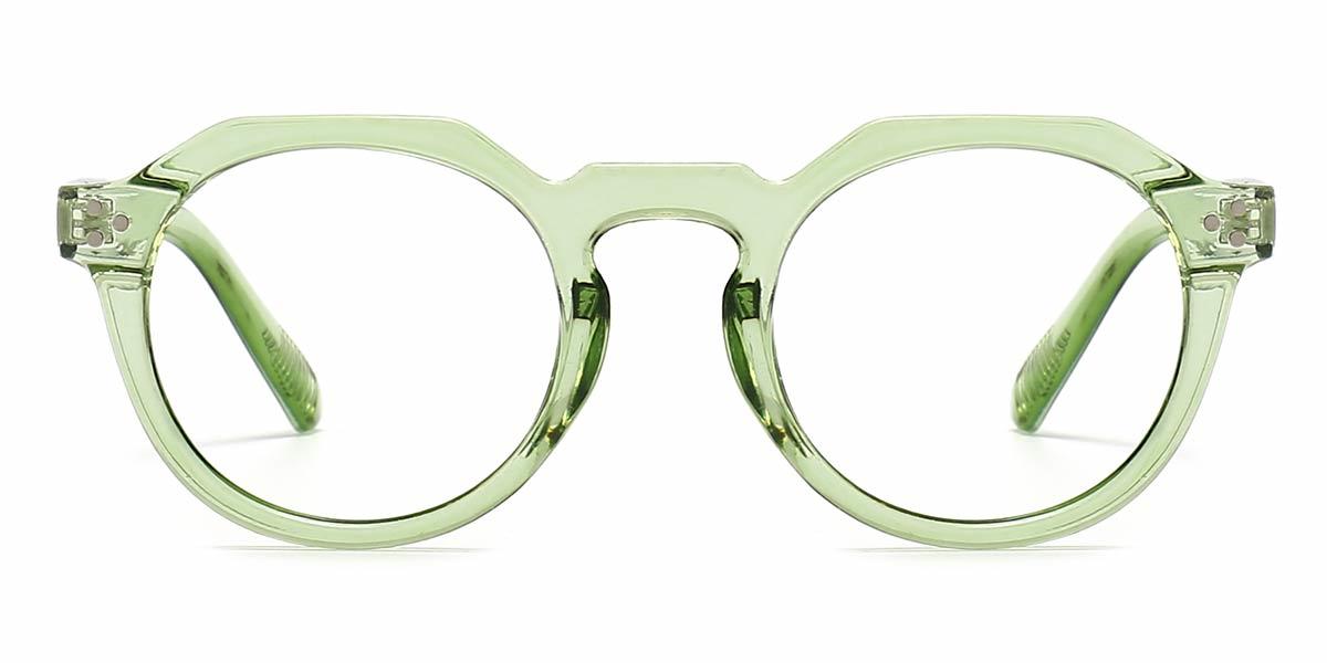 Transparent Green Ice - Round Glasses