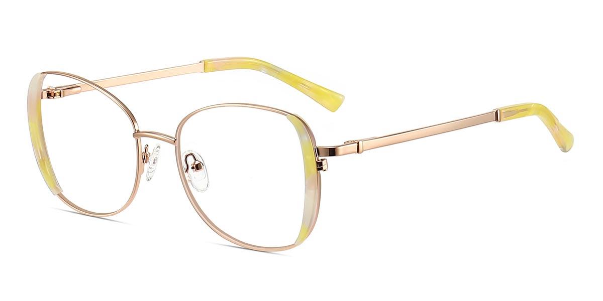 Iridescent Yellow Mirja - Oval Glasses