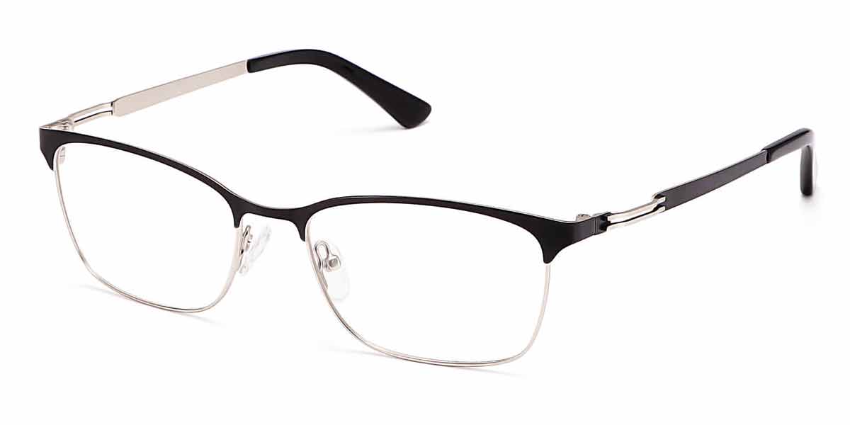 Black Silver - Rectangle Glasses - Eden