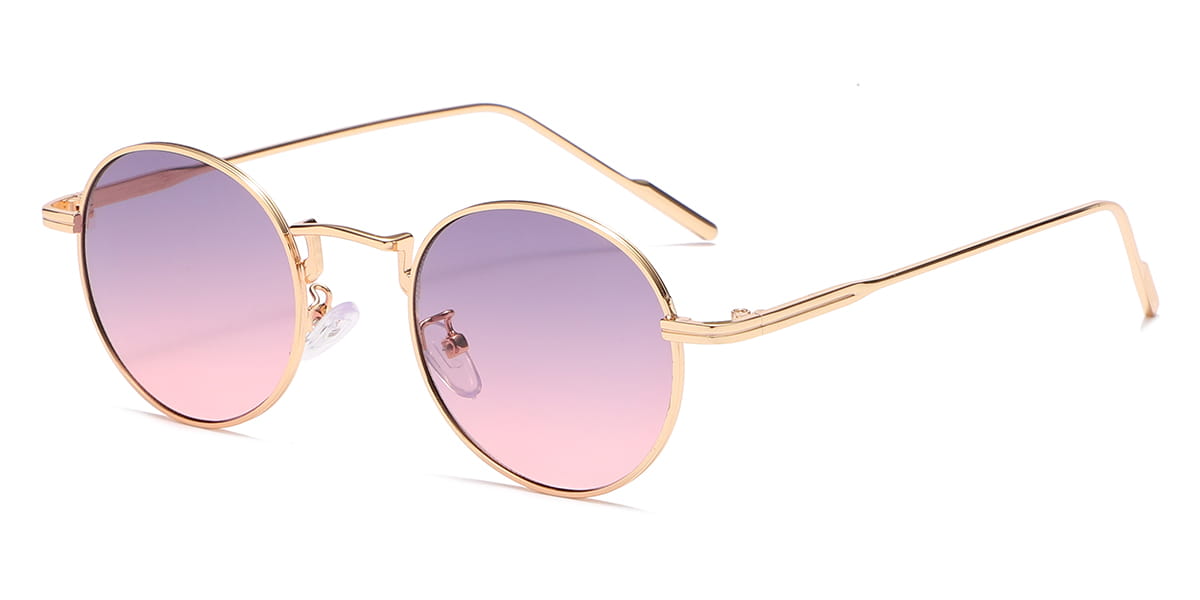 Gold Grey Pink - Round Sunglasses - Muhammad
