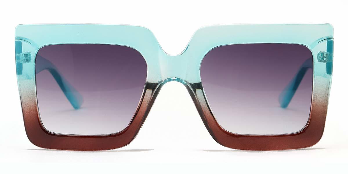 Blue Brown Gradual Grey Eleanor - Square Sunglasses