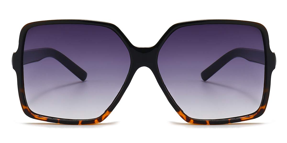Black Tortoiseshell Gradual Grey Io - Square Sunglasses