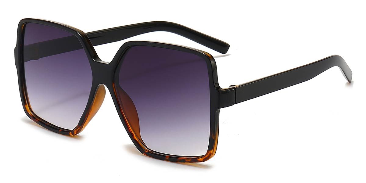 Black Tortoiseshell Gradual Grey - Square Sunglasses - Io