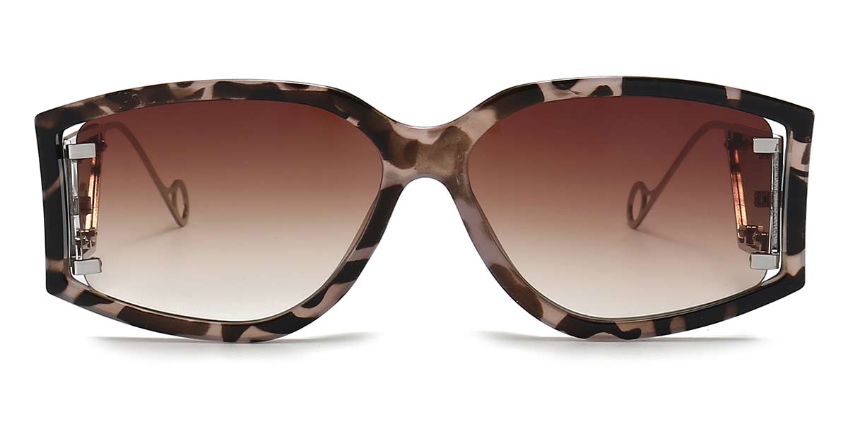 Pink Tortoiseshell Gradual Brown Pearl - Rectangle Sunglasses