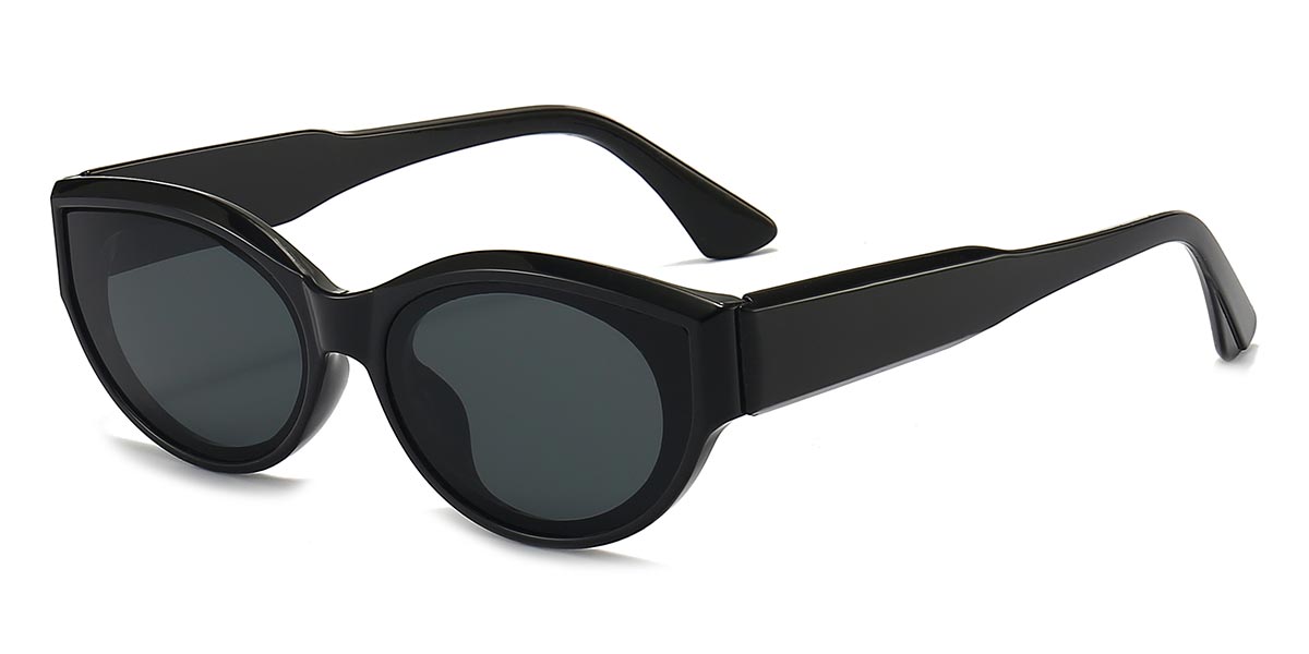 Black Grey - Oval Sunglasses - Millie