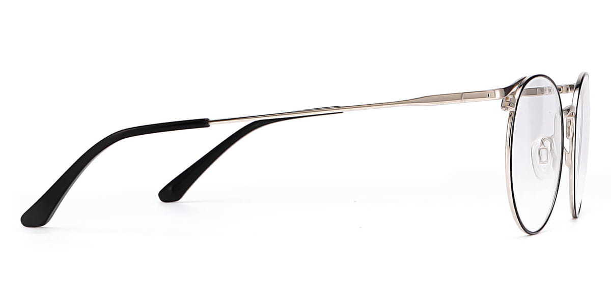 Black Silver Kaz - Round Glasses